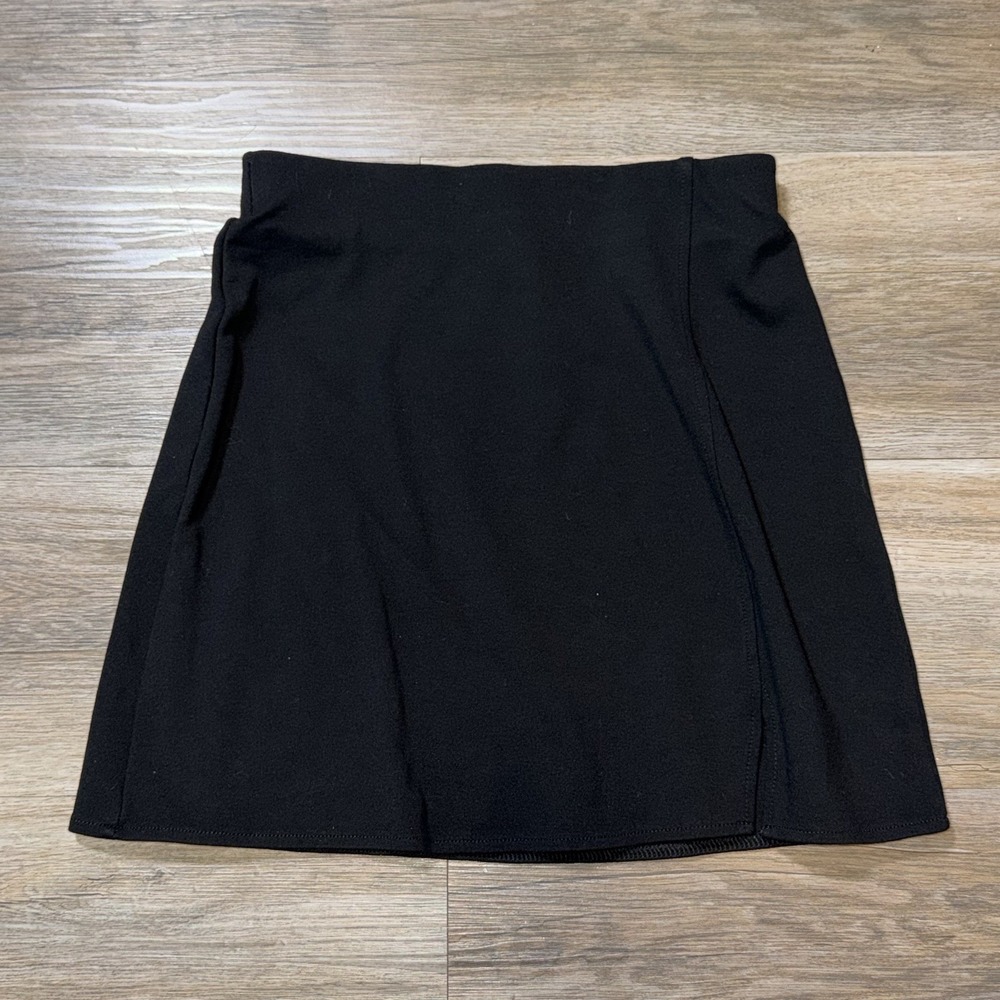 H&M Black Mini Skirt Size XS Wrap-Front Style Straight Silhouette Goth Gore